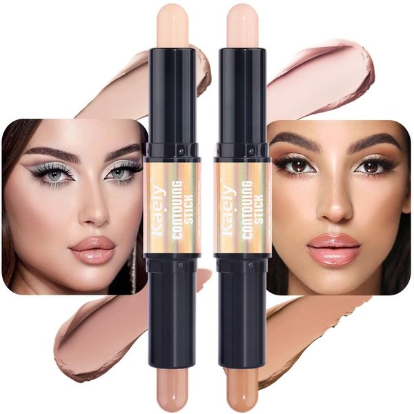 evpct 2in1 Face Shaping & Contouring Stick Cream Contour Concealer Bronzer Stick Makeup Kit for Face Highlighter Makeup Stick contorno maquillaje de maquillaje, ORIGINAL Light + ORIGINAL Medium