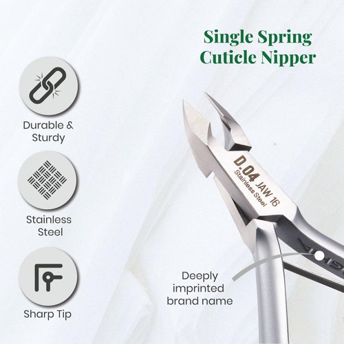 NGHIA Cuticle Nipper - D-04 JAW 14 | Stainless Steel | Durable and Sharp | Ergonomic Design | Grey Plated | Ideal for Salons and Home Use
