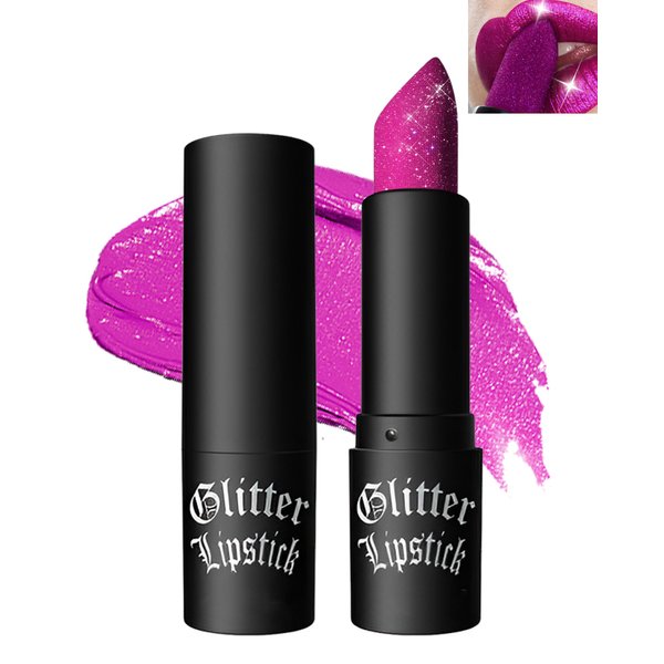 Diamond Glitter Matte Lipstick,Rose Red Tinted Lip Gloss,Metallic High Pigment Lip Stain Lipstain,Longlasting Waterproof Non-Stick Lipgloss Lipstick,Shimmer Lip Blam Tint,Makeup Gift for Women-04