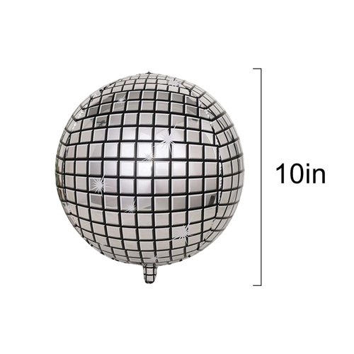 BIEUFBJI 10 Pieces 10 Inches 4D Disco Ball Balloons for 70s Disco Party Decorations 4D Silver Laser Foil Balloon Metallic Mirror Balloon for Disco Dance Party Birthday Party Wedding Ceremony
