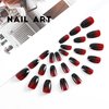 Funyrich Black Press on Nails Long Coffin Full Cover Fake Nails Glossy Ombre Artificial False Nail for Women and Girls (24Pcs)