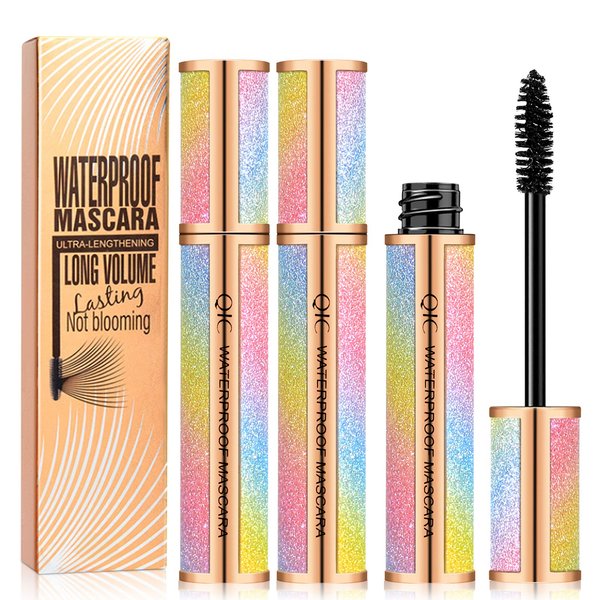 2Pcs 4D Silk Fiber Lash Mascara Black, Tubing Mascara Waterproof, Longer&Thicker Lashes, Voluminous Eyelashes, Clump-Free, Long-Lasting, Natural Smudge-Proof, Adds Length, Depth & Glamour Effortlessly