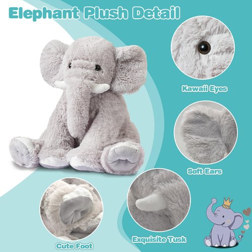 NXNYNZ 18in Elephant Stuffed Animals,Soft Elephant Plushies Toys Doll Cute Elephant Plush Toys Huggable Gifts for Boys Girls