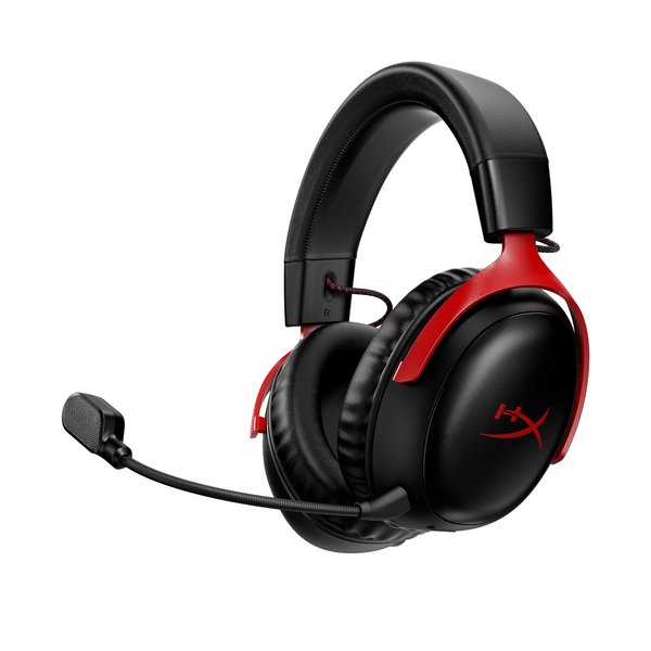 HyperX Cloud III Wireless – Gaming Headset for PC, PS5, PS4, up to 120-hour Battery, 2.4GHz Wireless, 53mm Angled Drivers, Memory Foam, Durable Frame, 10mm Microphone, Black/Red