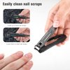 FERYES 3-in-1 Fingernail Clipper with No-Splash Nail Catcher and Metal Storage Box - Toenail Clipper with Nail File for Men & Women - Black
