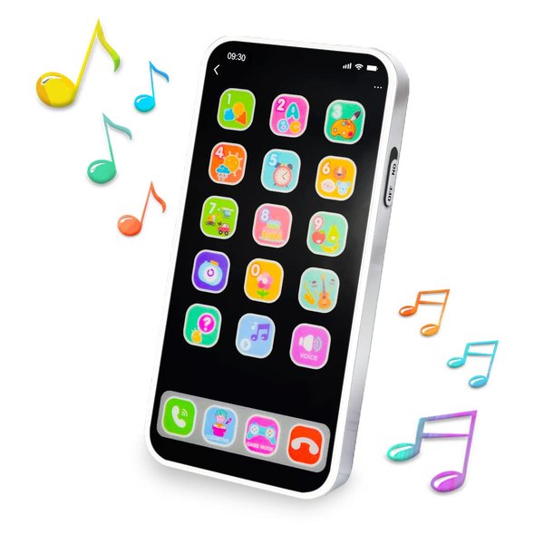 Baby Phone Toy for 1 Year Old Toddlers, Musical Cell Phone Toy with Light and Sound, Pretend Play Toy for Boys and Girls, Gifts for Birthday, Holiday (White)