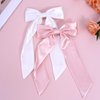 WLLHYF 2 PCS Big Bow Hair Clips Soft Bowknot Hair Pins French Long Tail Hair Barrettes Ponytail Holder Slides Metal Headpieces Vintage Headwear Party Valentine's Day Hair Accessories for Women Girls
