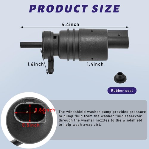 Suvnie Windshield Washer Pump with Grommet, Front Windshield Washer Fluid Pump Replace OEM 67128362154 67128377612, Car Accessories Compatible with E36, E46, E53, E86, X3, X5, X6, Z3