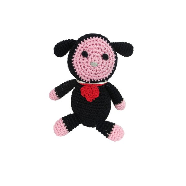 PETFLY Dog Teeth Cleaning Cotton Crochet Squeaky Dog Toy for Small Dog - Baa Baa Black Lamb
