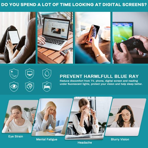 Gaoye 4-Pack Blue Light Blocking Glasses Fashion Square Fake Nerd Eyeglasses Frame Anti UV Ray Filter Computer Gaming Glasses