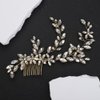 Teyglen Gold Crystal Wedding Headpiece Flower Rhinestone Bridal Hair Comb Headband Hair Accessories for Bride Handmade Crystal Hair Piece Bridal Side Comb for Women Girls (Gold)