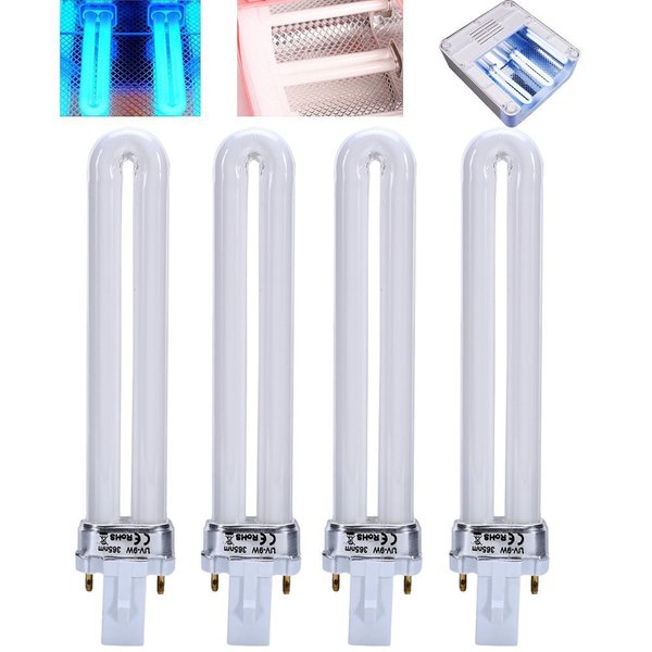 ZJchao LED Lamps Bulbs Set, 4 pcs 9 W Not Inductance Bulb Replacement UV Tube 365nm Lamp Bulb Tube for Nail Art Dryer UV Lamp Light U Shaped Light Bulbs Replacement for Nail Lamp Nail Art Dryers