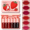 6 Colors Lip Tint Stain Set, Strawberry Lip Tint Stain Korean Lip Gloss Plumping Mini Liquid Lipstick, Multi-use Lip and Cheek Tint, Long lasting Vivid Color Lip Makeup