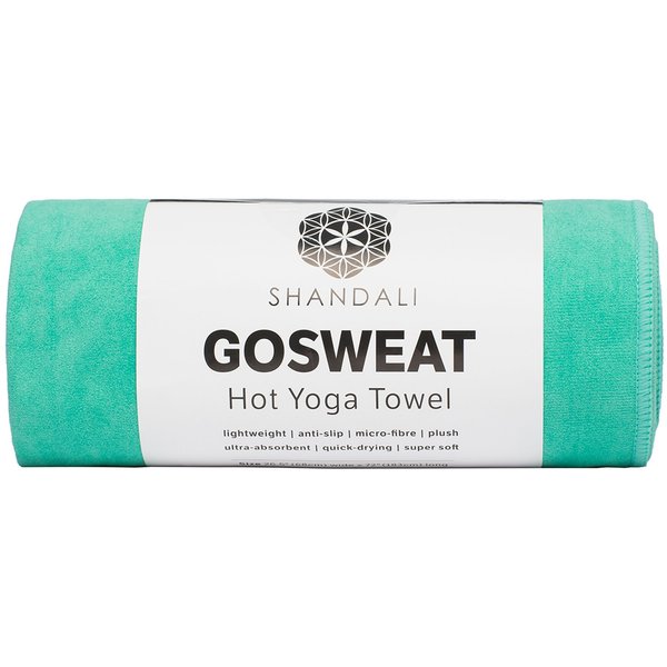 Shandali Hot Yoga GoSweat Microfiber Hand Towel in Super Absorbent Premium Teal Suede for Bikram, Pilates, Gym, and Outdoor Sports. 16 x 26.5 inches.