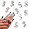 Bling Alloy Money Dollar Nail Charms 3D Silver Nail Charms for Acrylic Nails Decoration with Gems and Rhinestones Shiny Luxury Design Crystal Nail Jewels Nail Art Supplies for Women DIY Manicure 10Pcs