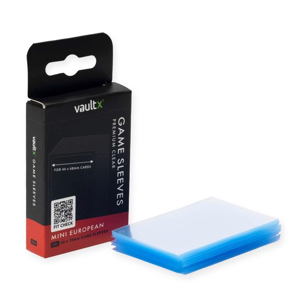 Vault X Mini European Board Game Sleeves for Cards of 44x68mm Protect, Preserve with Non-PVC Anti-Static Fitted Sheath (50pcs)