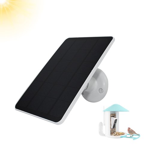 OYOCAM Solar Panel for Bird Feeder Camera, Type-C Charger, DC Charger, Micro USB Charger, Continuously Power Supply, 360° Swivel Bracket, 10ft Extension Cable, Waterproof for Outdoors