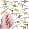 20 Pcs 3D Gun Nail Charms, MIKIMIQI Alloy Diamonds Gun Nail Art Charms Metal Guns Nail Art Decorations Rifle Gun Nail Rhinestones for Nail Art Craft Retro Manicure Accessories, 10 Styles