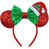Viwind Christmas Mouse Ear Headbands, Marry Christmas Bow Headbands for Women and Girls, Green Bow and Small Santa Hat Hairbands for Adult, Christmas Costume Hair Accessories