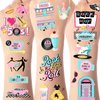 Serencatcher 144pcs 50's Theme Party Decorations Sock Hop Tattoos, 1950s Shake Rattle Rock and Roll Temporary Tattoos Stickers for Retro Props 50s Sock Hop Party Favors Theme Adult Birthday Party