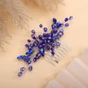 Teyglen Crystal Bride Wedding Hair Comb Bridal Blue Rhinestone Hair Pieces Hair Jewelry Simple Red Black Pink Headpieces for Bride Women Girls