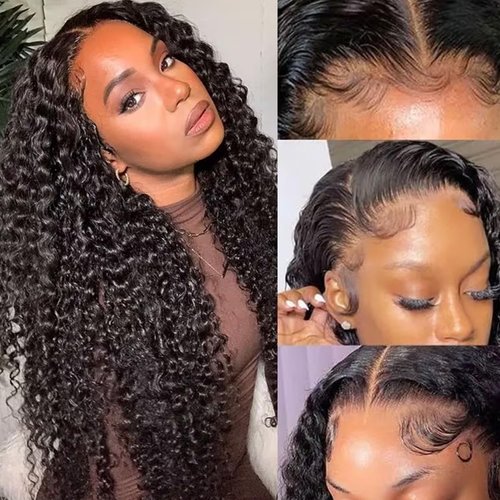 Water Wave Lace Front Wigs Human Hair Pre Plucked 13x4 Lace Frontal Wigs Human Hair Wigs for Black Women 180 Density Deep Curly HD Lace Front Wigs Human Hair Brazilian Wet and Wavy Wig 22 Inch
