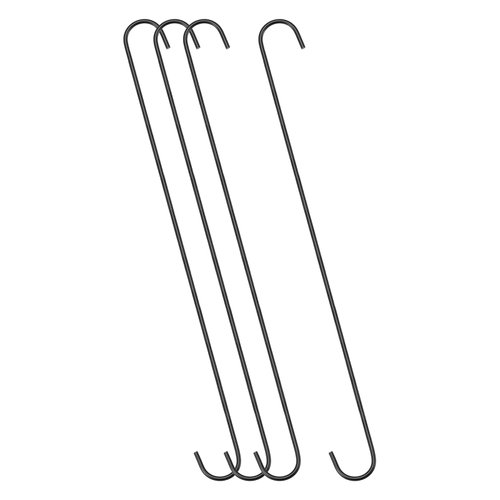 uxcell S Hanging Hooks, 20inch/500mm Extra Long Steel Hanger, Indoor Outdoor Uses for Garden, Bathroom, Closet, Workshop, Kitchen, Black, 4Pcs