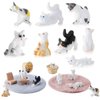 Rotatingpals 16 Pcs Cat Figurines Dollhouse Accessories Miniature Tiny Cat Decor Realistic Kitten Toys on 1:12 Scale for Cat Cake Toppers Kids Birthday