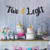 MonMon & Craft Two Legit Birthday Banner / Children Boys Girls Happy 2nd Birthday Party Decor / Two Years Old Birthday Party Decorations Black Glitter