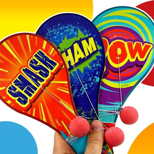 JA-RU Wooden Paddle Ball with String (6 Paddle Toy) Vintage Retro Return Ball for Kids, Boys & Girls. Old Fashioned Toys. Indoor & Outdoor Games. Bulk Party Favors Birthday Bag Stuffers. 751-6p