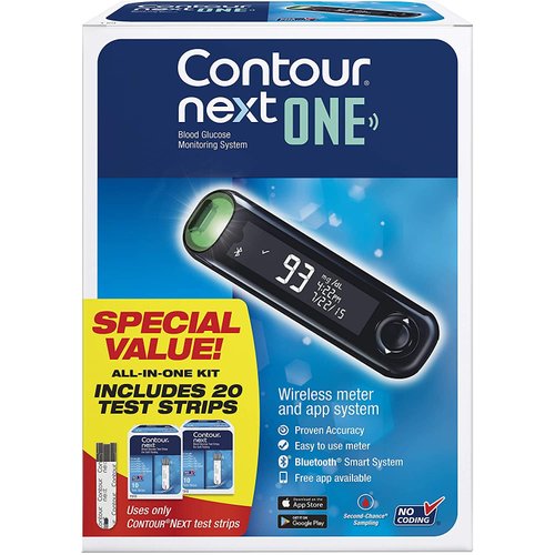 CONTOUR NEXT ONE Blood Glucose Monitoring System All-in-One Kit for Diabetes