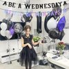Wednesday Theme Party Banner Decorations, Glitter Full of Mondays Be a Wednesday Party Banner for Kids Birthday Party Decorations Gothic Birthday Banner for Wednesday Party Girls Cool Party Supplies