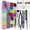 Mini Hair Bands Rubber Bands with Organizer Box, Soft Small Girl Hair Ties, Colorful Baby Rubber Bands Set Hair Tail Tools Rat Tail Comb for Kid Toddlers, Perfect for Braids, Ponytails Hairstyling