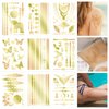 9pcs Gold Temporary Tattoos, 8.3x5.8in Tattoo Stickers Gold Butterfly Star Moon Feather Waterproof Tattoos Stickers for Women Girls Parties Festivals Makeup Cosplay Accessories(Style A)