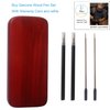 3 Pcs Wooden Pens Set with Gift Case/Best Writing Fountain Fancy Ballpoint Pen and Luxury Gel Pen with Ink Refills, Promotional Business Designer Pens