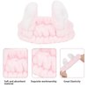 YISSION 6Pcs Face Wash Headbands and Wristbands Set Bunny Ears Headbands Spa Headband Makeup Headband Skincare Headbands with Wristbands for Women Girls Washing Face(White Pink)