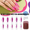 Teenitor Long Press On Nails Kit 24 Color Long Coffin Nail Tips Full Cover, 576pcs Long Coffin Press On Nails Long Coffin Fake Nails, Matte Press On Nails Long, Long Coffin Glue On Nails