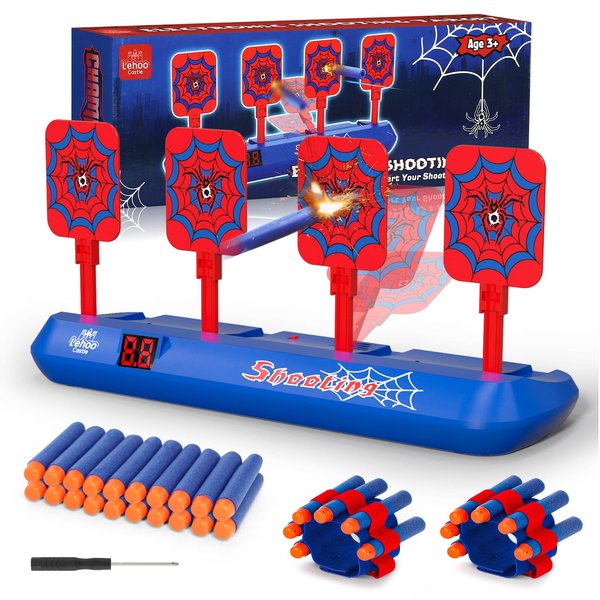 Lehoo Castle Nerf Target, Electronic Shooting Targets for Nerf Guns, Auto-Reset Scoring Shooting Games with 20 Bullets, Kids Toys for 3 4 5 6 Year Old Boys