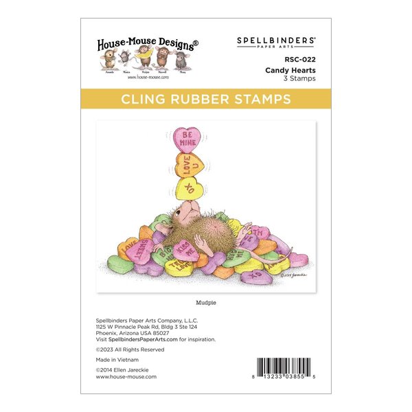 Spellbinders Candy Hearts Cling Rubber Stamp Set, Red