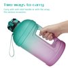 KEVENZ Water Bottle with Time Marker, 1 Gallon Water Bottle with Straw, Leakproof Water Jug, BPA Free, Green Purple