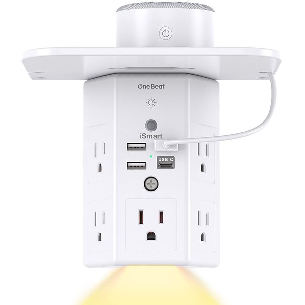 Multi Plug Outlets, Wall Outlet Extender with Night Light and Outlet Shelf, Surge Protector 4 USB Ports(1 USB C), USB Wall Charger Power Strip Electric Outlet Splitter for Home Office