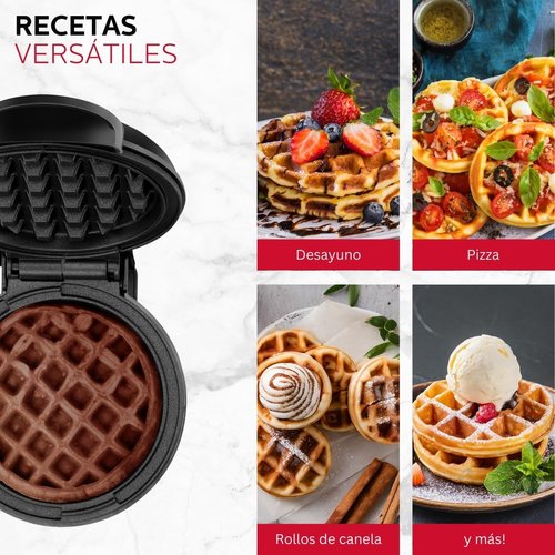 Holstein Housewares Personal/Mini Waffle Maker, Non-Stick Coating, Black - 4-inch Waffles in Minutes, Ideal for Breakfast, Brunch, Lunch or Snacks