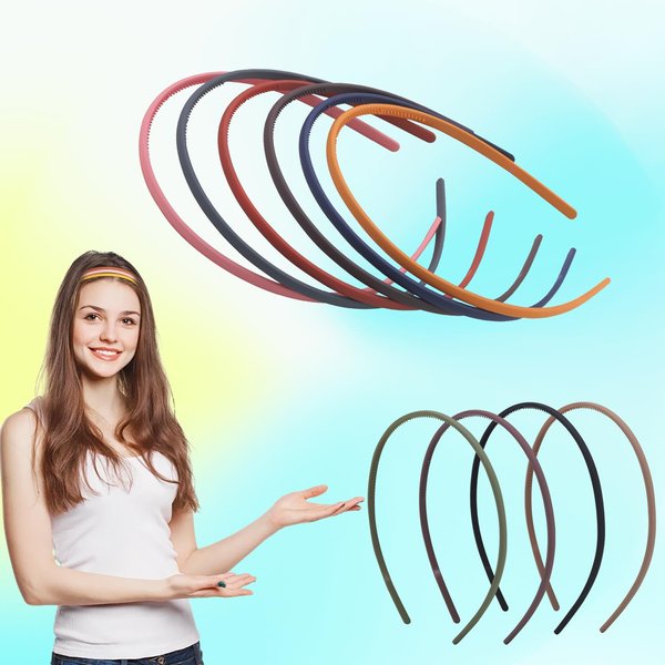 AUONLY 10PCS Headbands Hair Bands, Women Girls Lightweight Tight Hairbands 5mm 10 Colors White Purple Red Blue Green Colorful Plainheadbands Hair Bands DIY Hair Accessories, Accessories