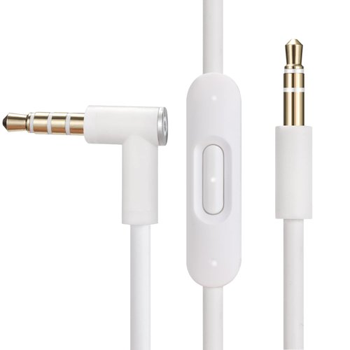 Replacement Audio Cable Cord Wire,Compatible with Beats Headphones Studio Solo Pro Detox Wireless Mixr Executive Pill with in Line Mic and Control (White)