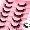 7 Pairs Manga Lashes Wet Look 18mm Flu-ffy D Curl Lashes Cat-Eye Lashes Volume Spiky Lashes Wispy Fairy Lashes Faux Mink False Eyelashes Japanese Korean Lashes(SJ02)