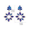 Jumwrit Shiny Blue Rhinestone Long Dangle Drop Earrings Sparkle Crystal Flower Stud Earrings Chunky Geometry Chandelier Earrings Fashion Statement Jewelry Gift for Women