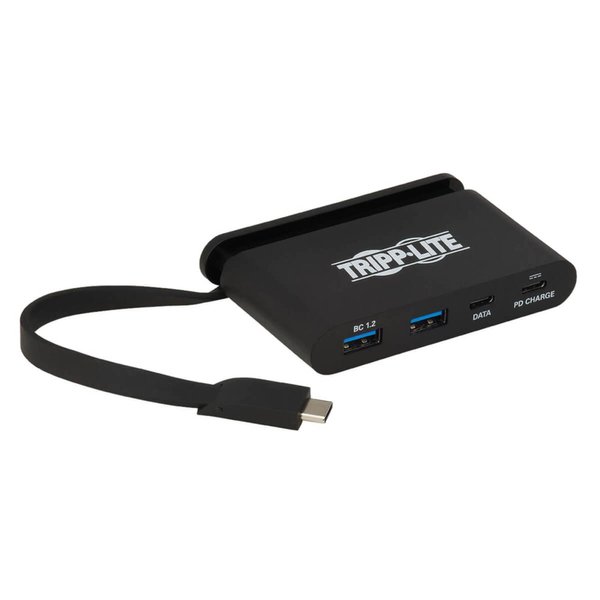 Tripp Lite 4-Port Gen 1 USB-C Hub for Charging and Data Transfer (1 USB-C, 1 USB-C Charging, 2 USB-A), Thunderbolt 3, 5A (100 W), 5 Gbps, Aluminum (U460-T04-2A2C-1)