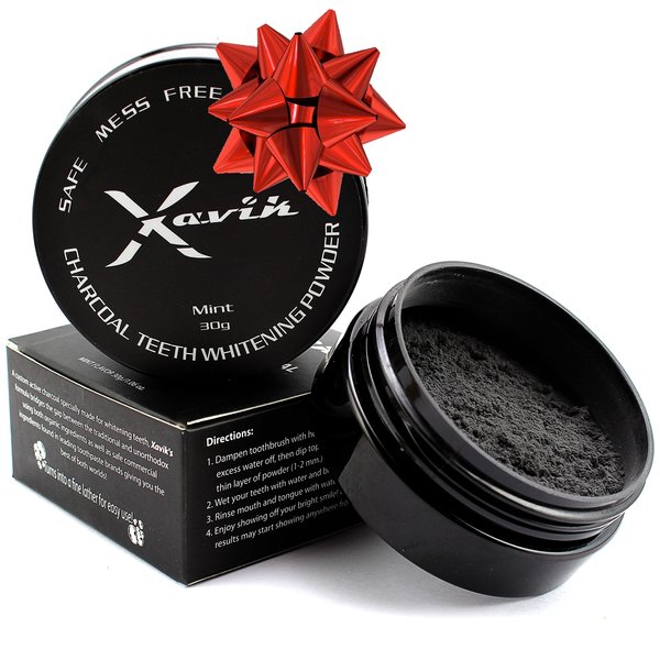 Xavik Activated Charcoal Teeth Whitening Powder - Ultrafine Active Carbon Made from Organic Coconut Shell and Natural Teeth Whitener with Fresh Mint Flavor. Toothpaste Feel - Mess Free Non Abrasive
