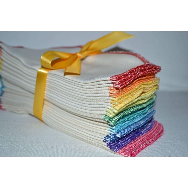 Gina's Soft Cloth Shop 2 Ply Organic Birdseye Washable Baby Wipes 8x8 Inches Set of 20 Rainbow Assortment