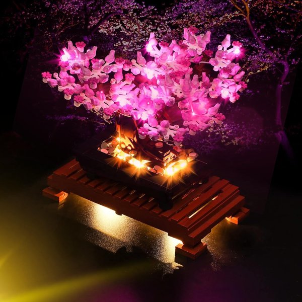 Vaodest LED Light for Lego Bonsai Cherry Blossom Tree 10281 Model,Design and Configuration Compatible with Model 10281 (LED Light Only, Not Building Block Kit) (Pink)